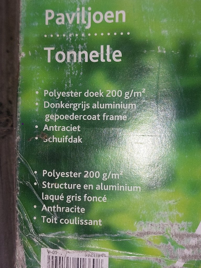 Paviljoen 3x3m Schuifdak Doek Antraciet     µ9x, Ophalen, Paviljoen