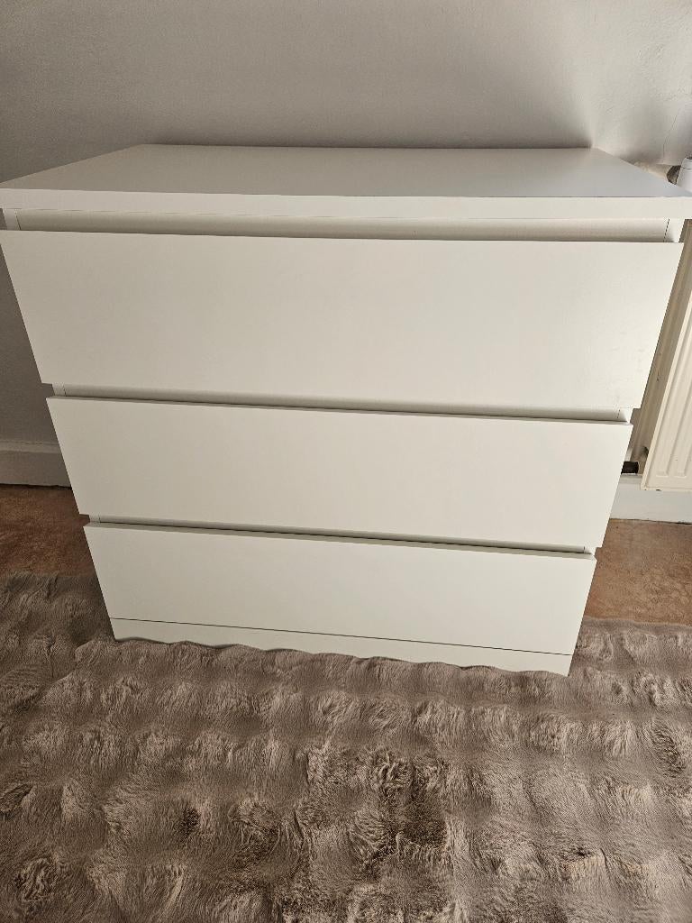 Commode 3 tiroirs, blanc MALM, Huis en Inrichting, Kasten | Ladekasten, Ophalen, 50 tot 100 cm, Zo goed als nieuw, 3 of 4 laden