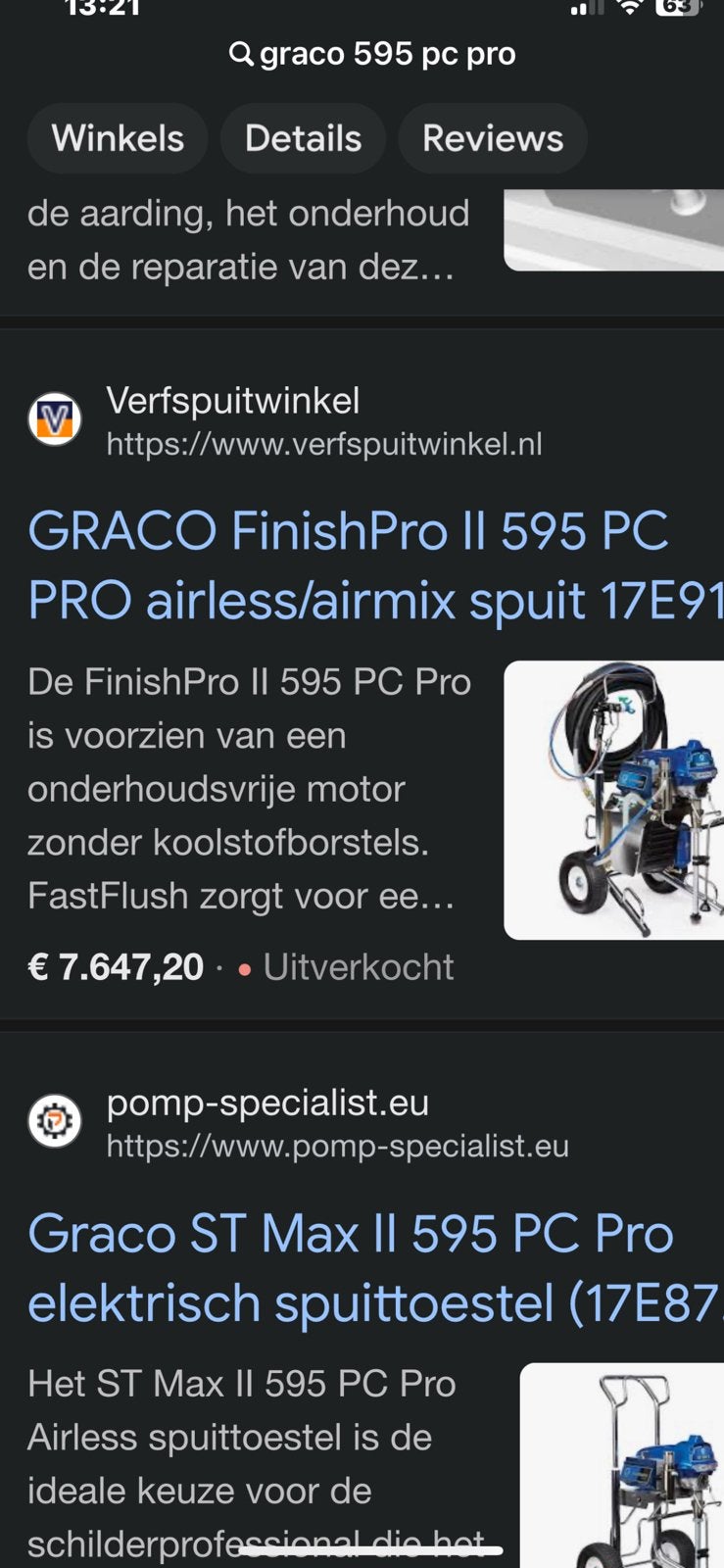 Graco 595 pc finisch pro, Bricolage & Construction, Matériel de peinture, Enlèvement, Utilisé, Pulvérisateur de peinture ou Pompe à peinture