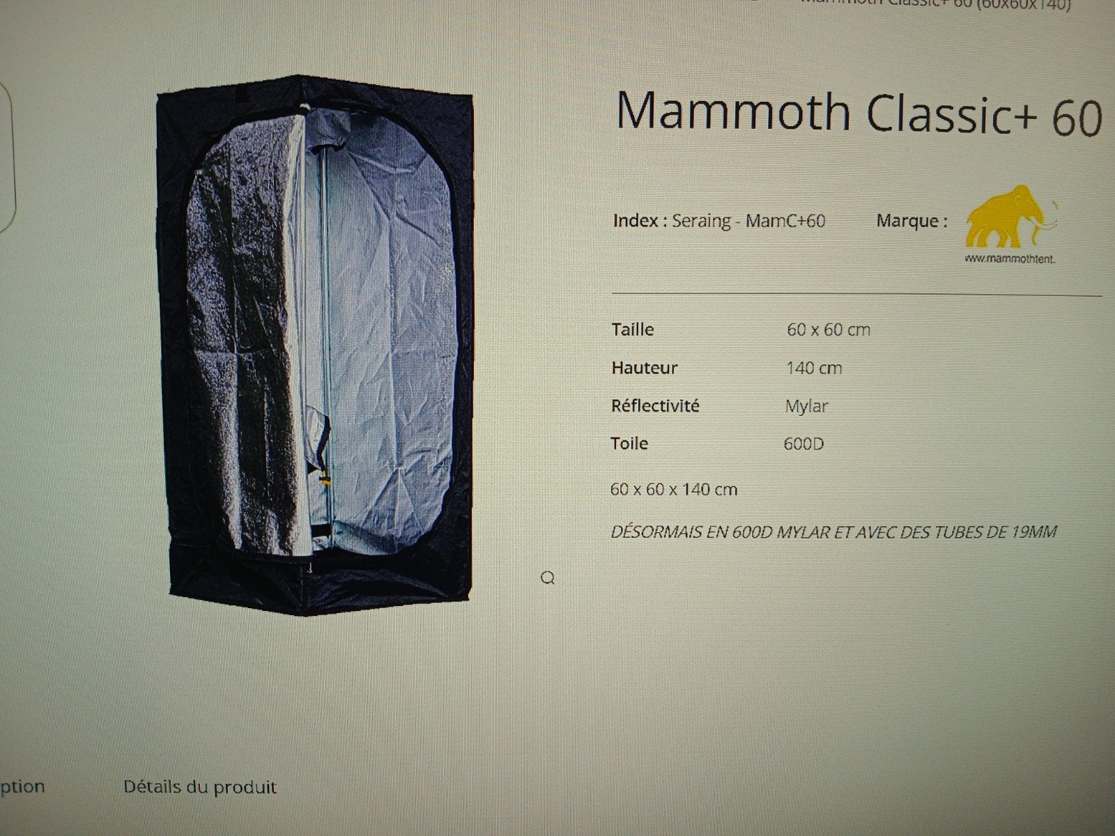 tente mammoth classic +60, Jardin & Terrasse, Enlèvement, Utilisé