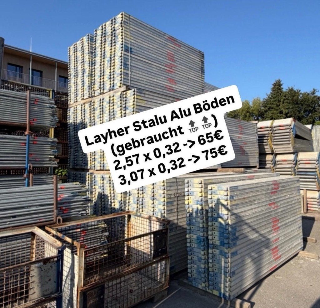 Gebruikte Layher U-Aluvlonder 2,57m & 3,07m – €65 / €75, Bricolage & Construction, Enlèvement ou Envoi, Utilisé, Autres types