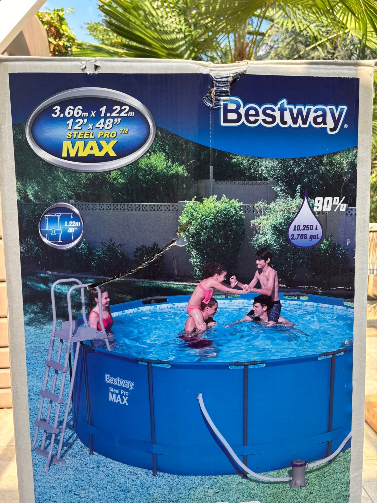 Bestway Rond Steel Pro MAX Zwembad - 366 x 122 blauw, Enlèvement, Comme neuf, Couverture de piscine