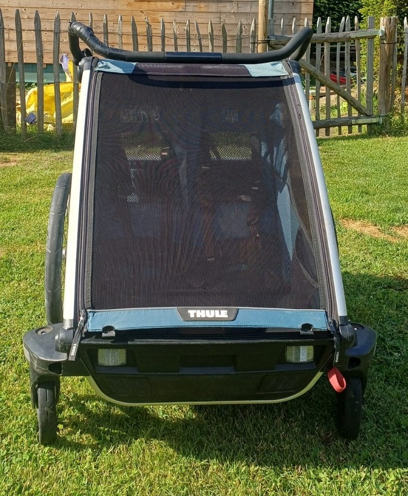 fietskar, Fietsen en Brommers, Fietsaccessoires | Aanhangwagens en Karren, Gebruikt, Kinderkar, 40 tot 60 kg, Vering, Opvouwbaar