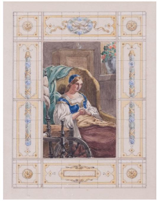 Zeldzaam 19de-Eeuws Atelierontwerp – Aquarel, Enlèvement ou Envoi