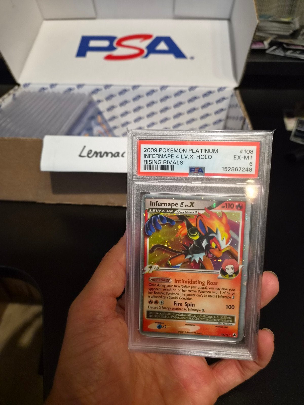 Infernape LV.X PSA 6 Rising Rivals 108/111, Enlèvement ou Envoi, Comme neuf, Cartes en vrac, Foil