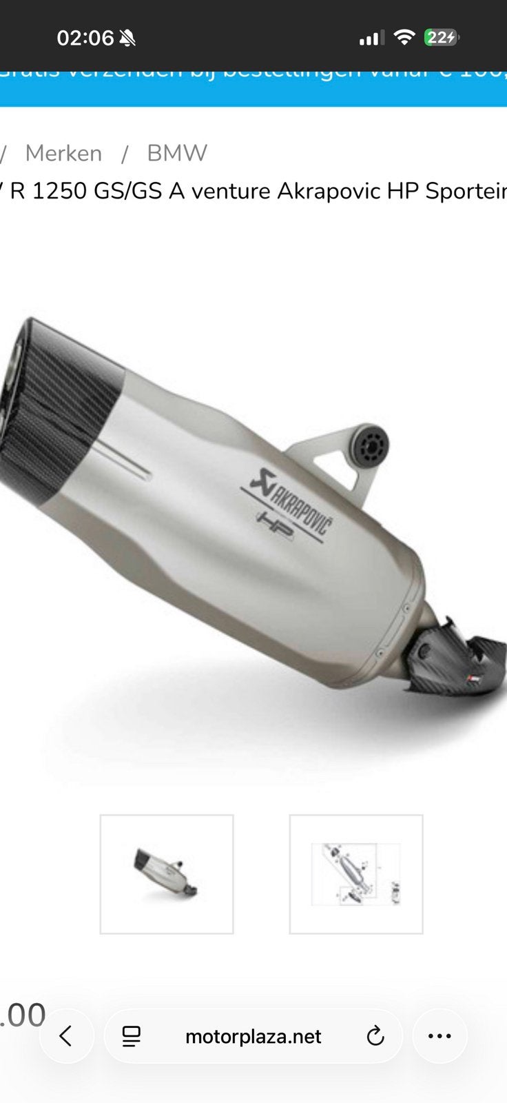 Akrapovic, Titanium gs1250, Motoren, Onderdelen | BMW, Gebruikt, Ophalen of Verzenden