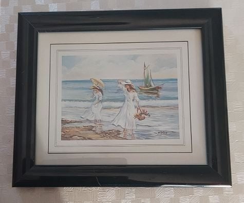 Sfeervolle ingelijste kunstprint - Romantisch strandgezicht., Enlèvement ou Envoi, Imprimé