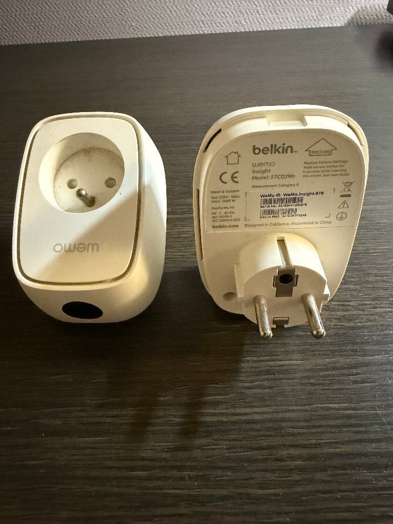 Lot de 2 prises connectées Wemo Belkin – Modèle F7C027, Enlèvement ou Envoi