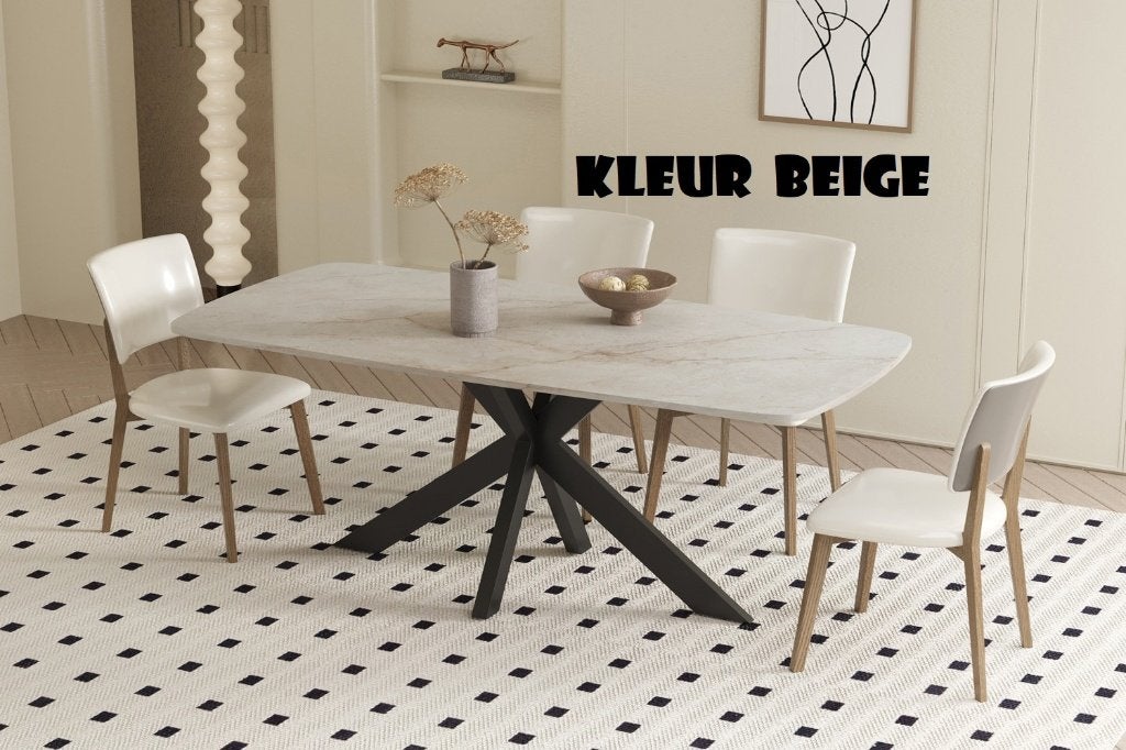 7BI Tafels in 4x kleuren in ovaal steen met metaal poten, Huis en Inrichting, Tafels | Eettafels, Nieuw, Vijf personen of meer