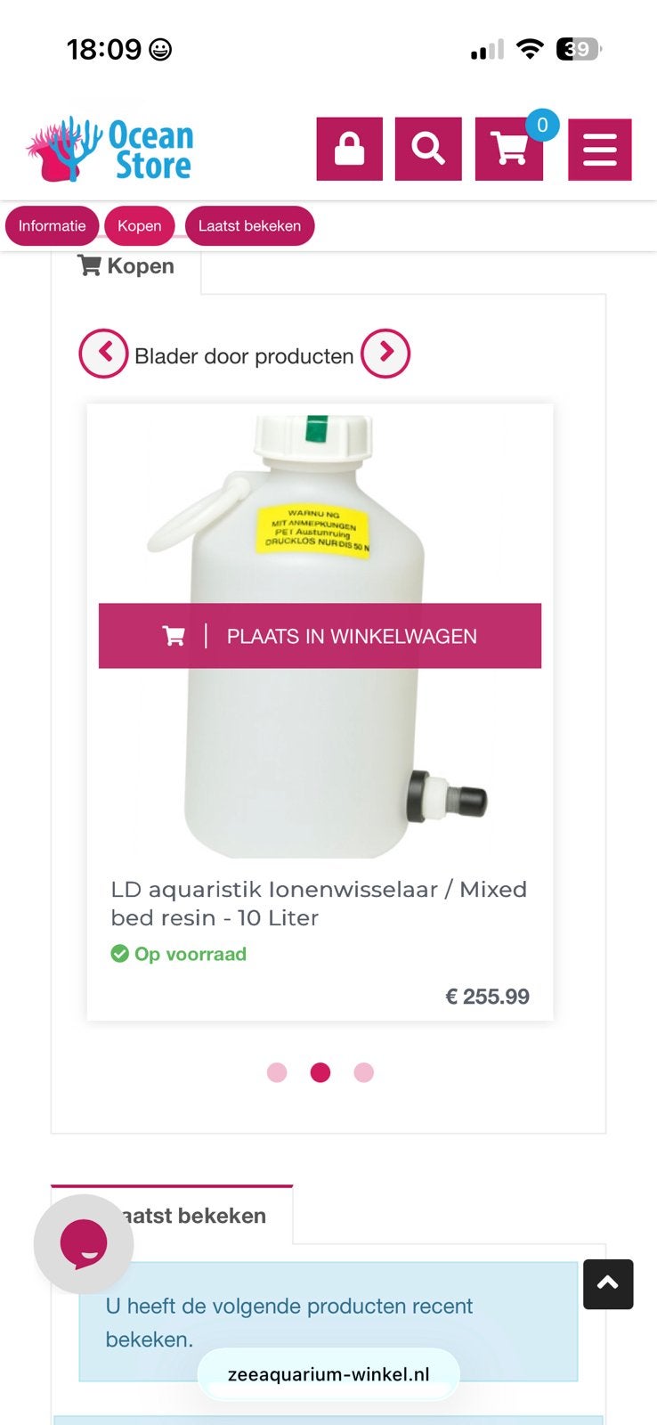 LD aquaristik Ionenwisselaar / Mixed bed resin 10 l, Ophalen, Zo goed als nieuw