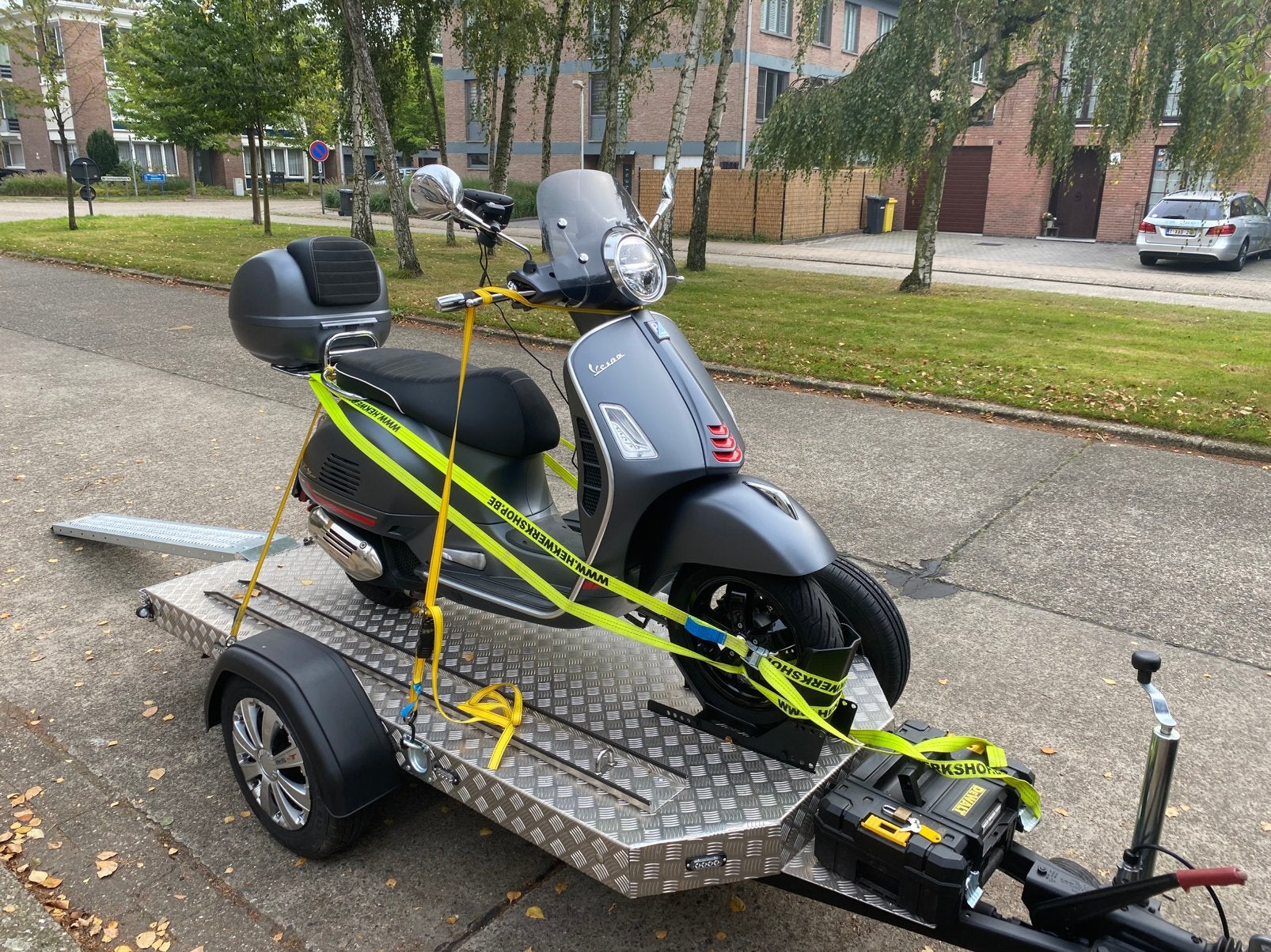 Geremde inox aanhangwagen geen keuring nodig <750kg geremd, Ophalen, Gebruikt