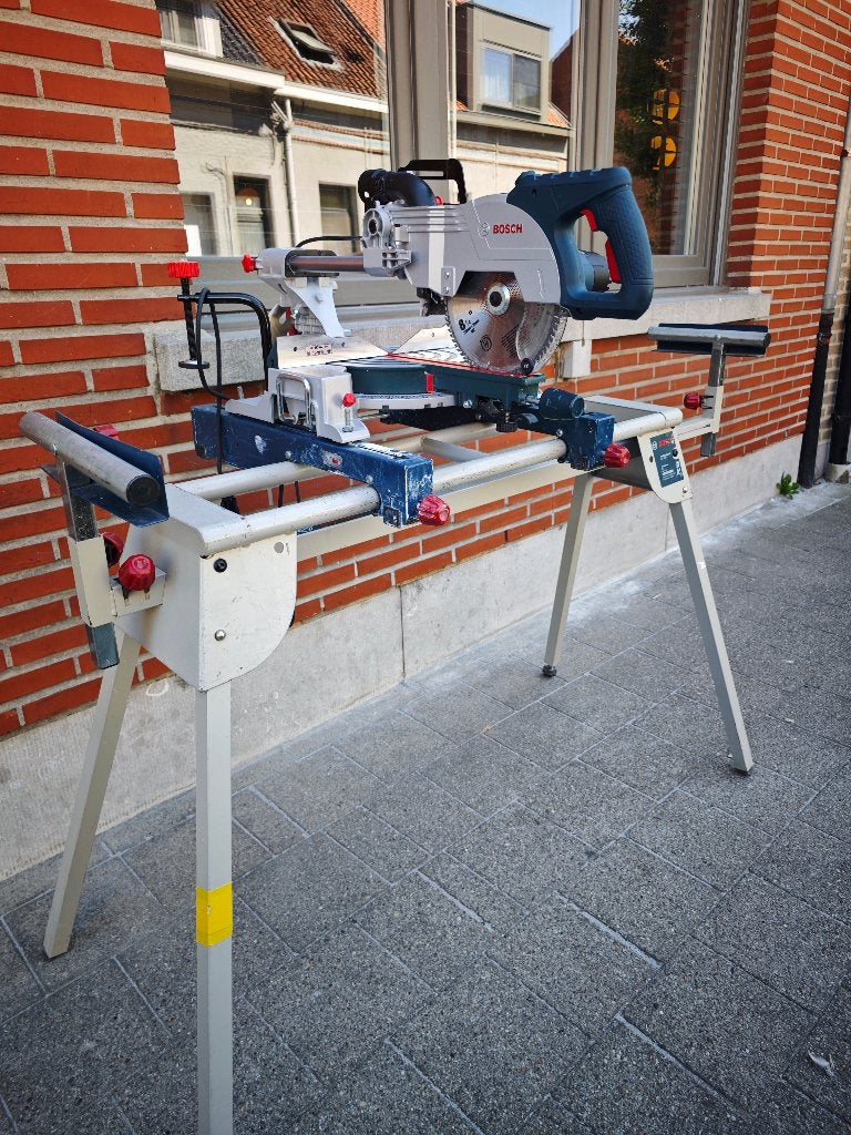 Bosch GCM 80 SJ Afkortzaag + Onderstel + 3 Zaagbladen, Doe-het-zelf en Bouw, Ophalen, Bosch Professional, Zo goed als nieuw, Afkortzaag