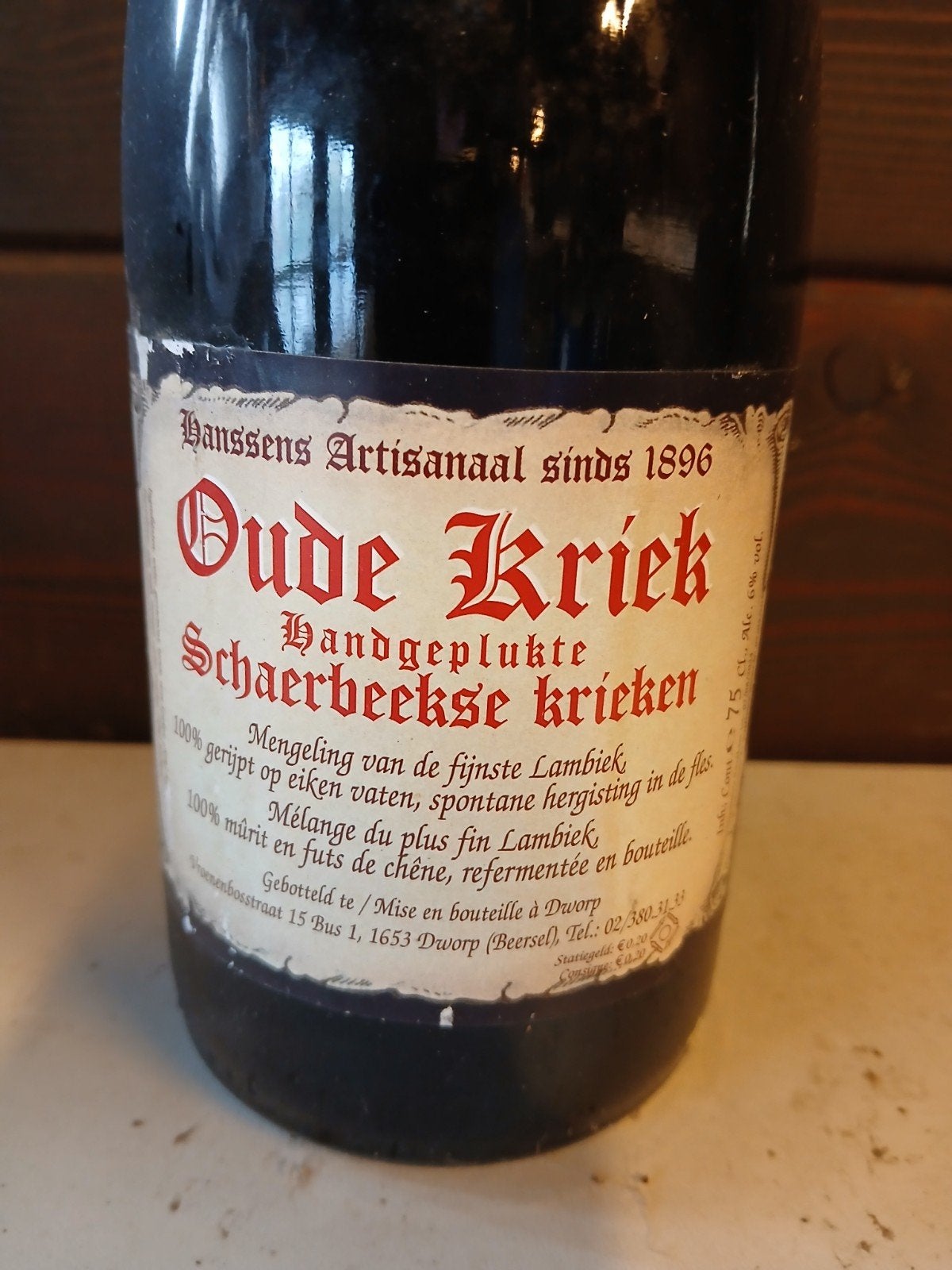 Fles oude kriek Hanssens 2015, Ophalen of Verzenden