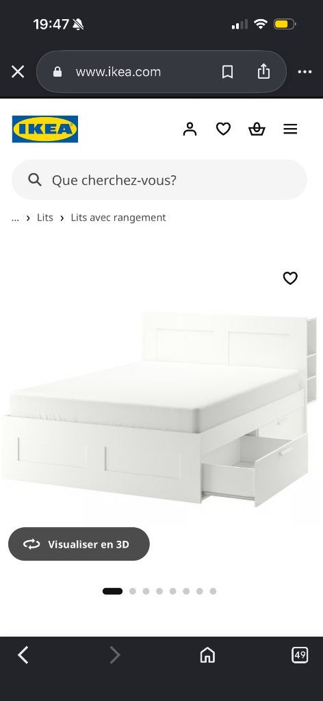 Lit, Maison & Meubles, Enlèvement, Blanc, Deux personnes, 140 cm