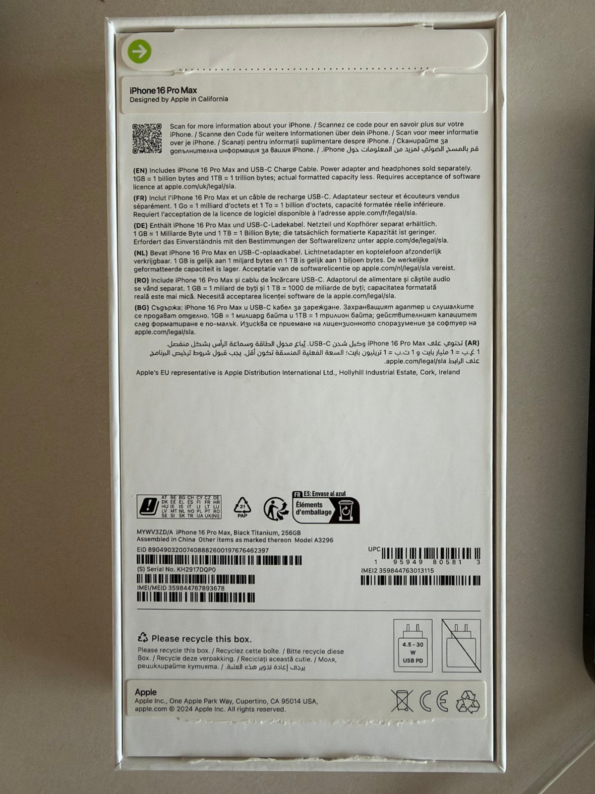 Iphone 16 pro max 256 GB, Ophalen, Zo goed als nieuw, IPhone 16