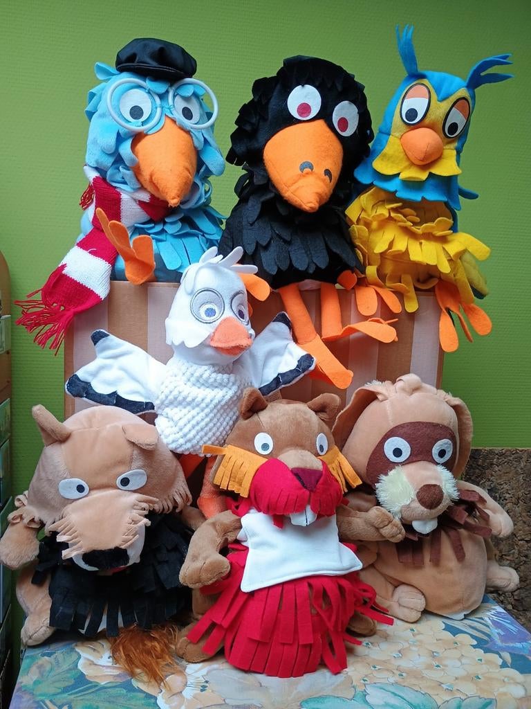 Vintage fabeltjeskrant handpoppen, 7 stuks, Enlèvement ou Envoi, Comme neuf