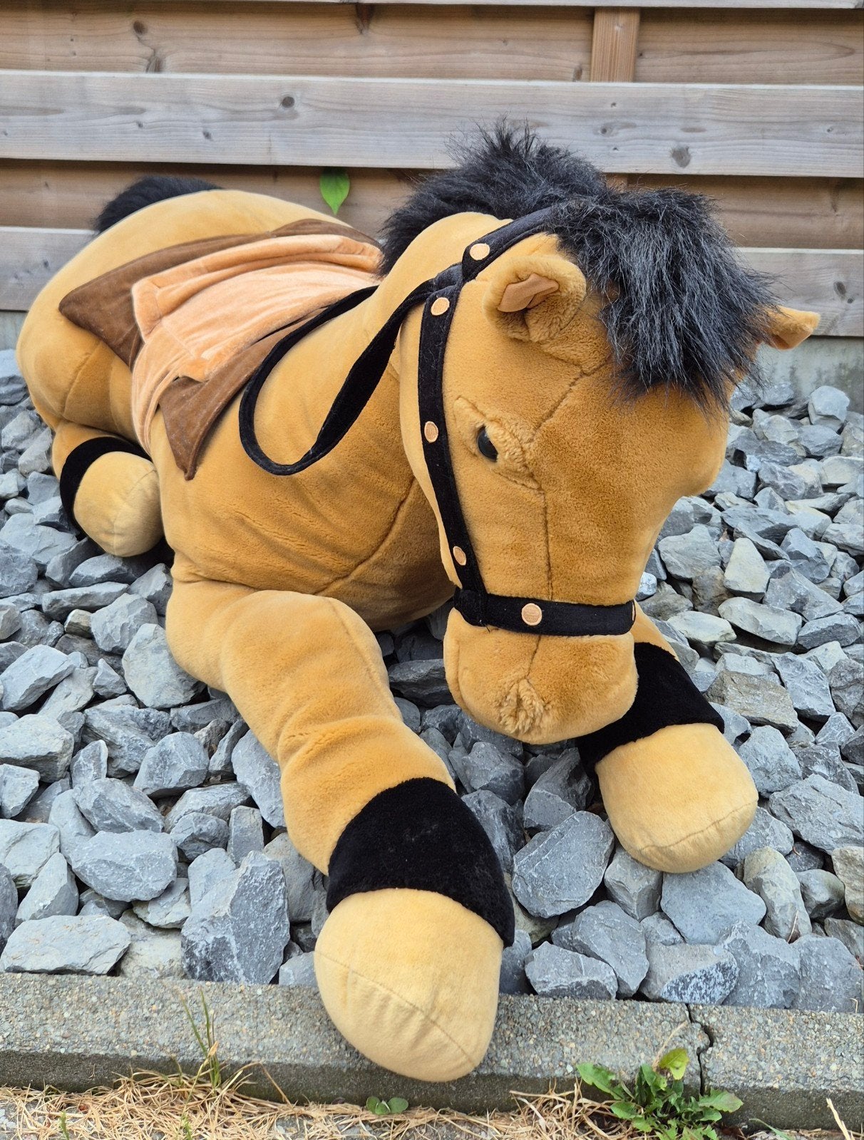 groot liggend knuffepaard 1mlang, Brun, Grand (plus de 80 cm), Comme neuf, Enlèvement