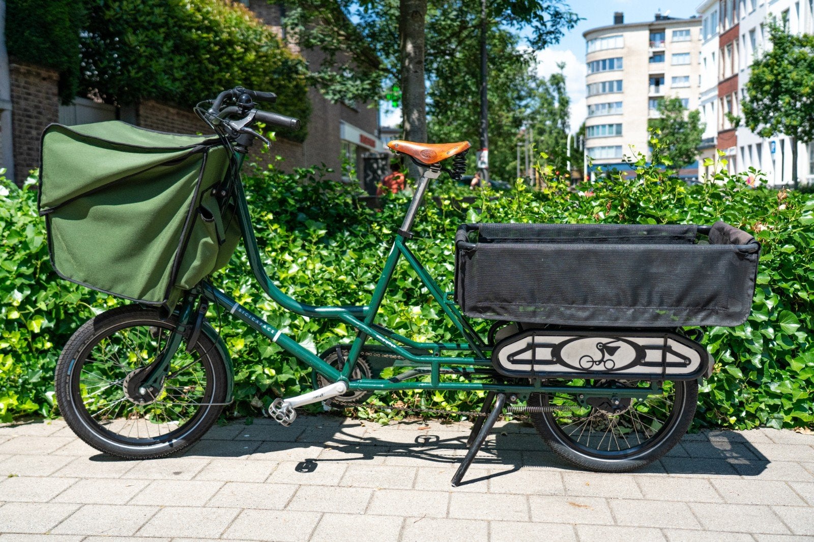 Bicicapace Justlong donkergroene long tail fiets, Ophalen, Gebruikt, Trommelrem, 2 kinderen