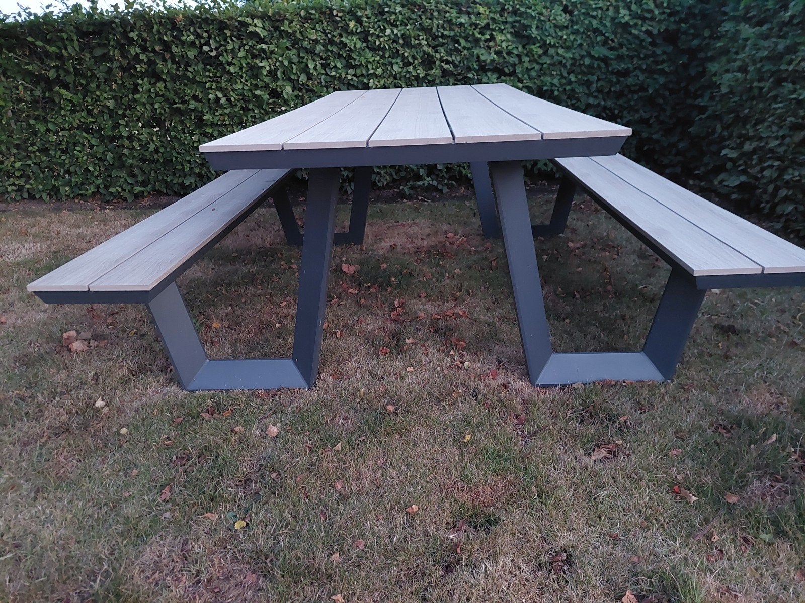tuintafel tuinbank, Jardin & Terrasse, Tables de pique-nique, Enlèvement, Comme neuf, Rectangulaire, Autres matériaux