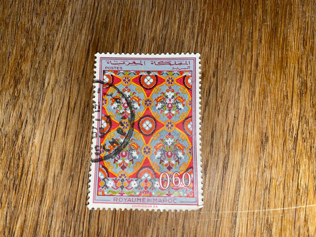 Marokko postzegel 0.60 1968 Courvoisier tapijtpatroon G st, Verzenden, Marokko, Gestempeld