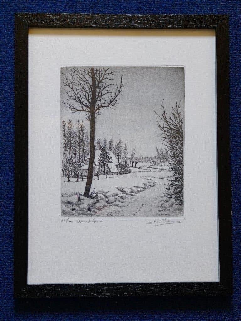Gravure originale « Walking Path » — Emiel De Cooman, Eau-forte, 1950 - 1999, Paysage, Numéroté