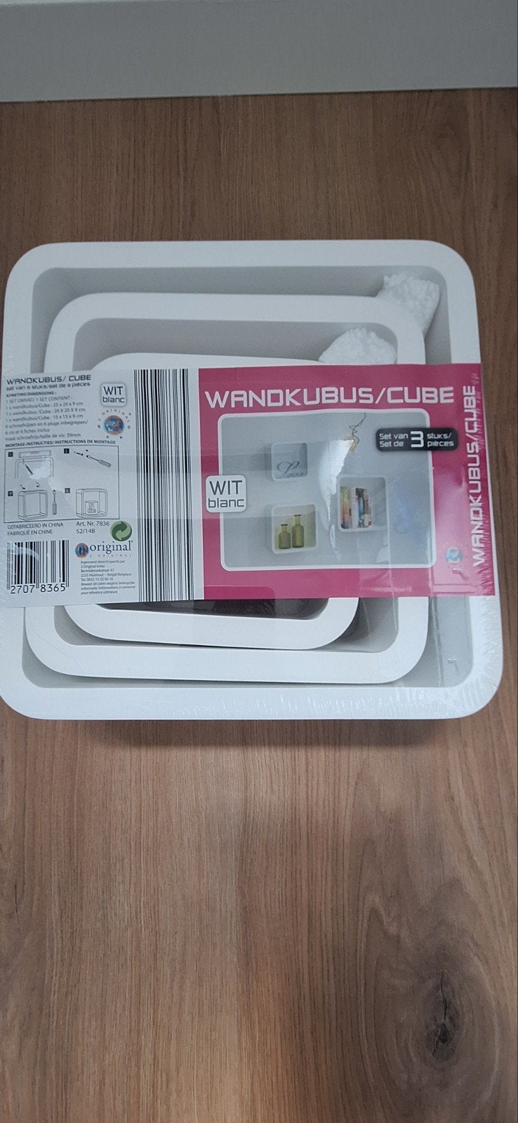 3 Wand kubussen wit Original, Huis en Inrichting, Ophalen, Nieuw