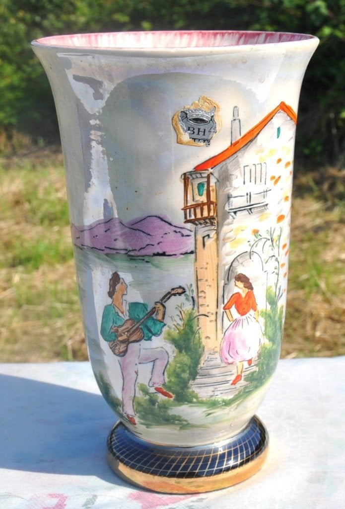 vase bequet années 60 décor sérénade, Antiquités & Art, Enlèvement ou Envoi