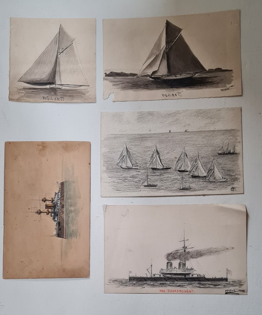 5 SERIES 'Naval Battleships' original watercolours COOPER, Ophalen of Verzenden, Overige soorten, Kunstobject