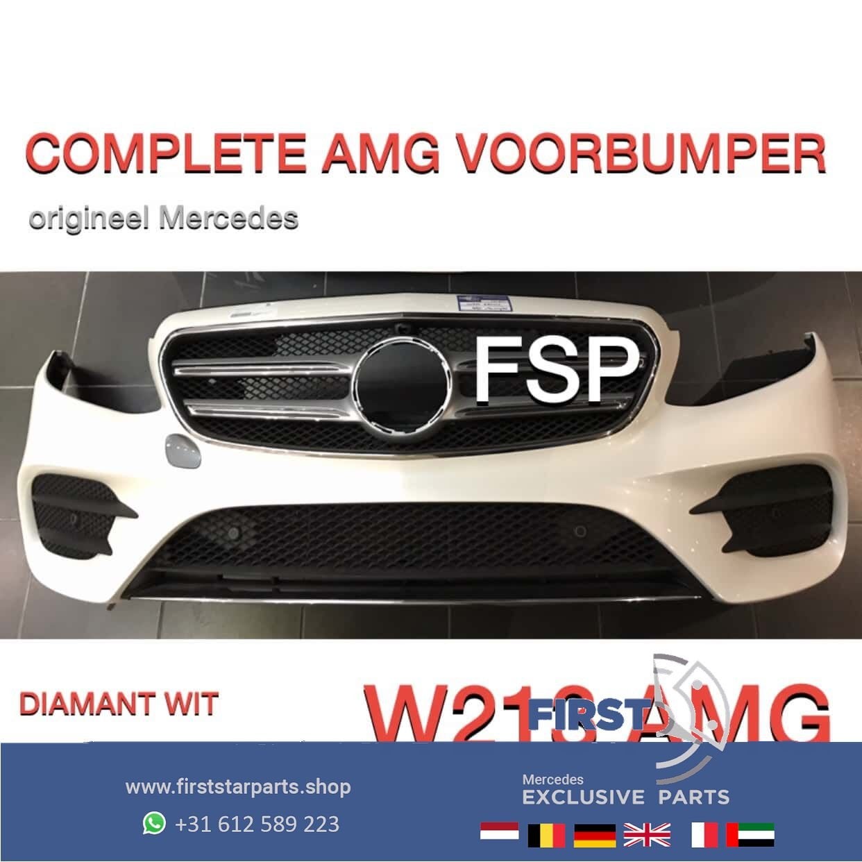 W213 E43 E53 AMG Voorbumper COMPLEET Mercedes E Klasse bumpe, Gebruikt, -, Voor, Ophalen of Verzenden