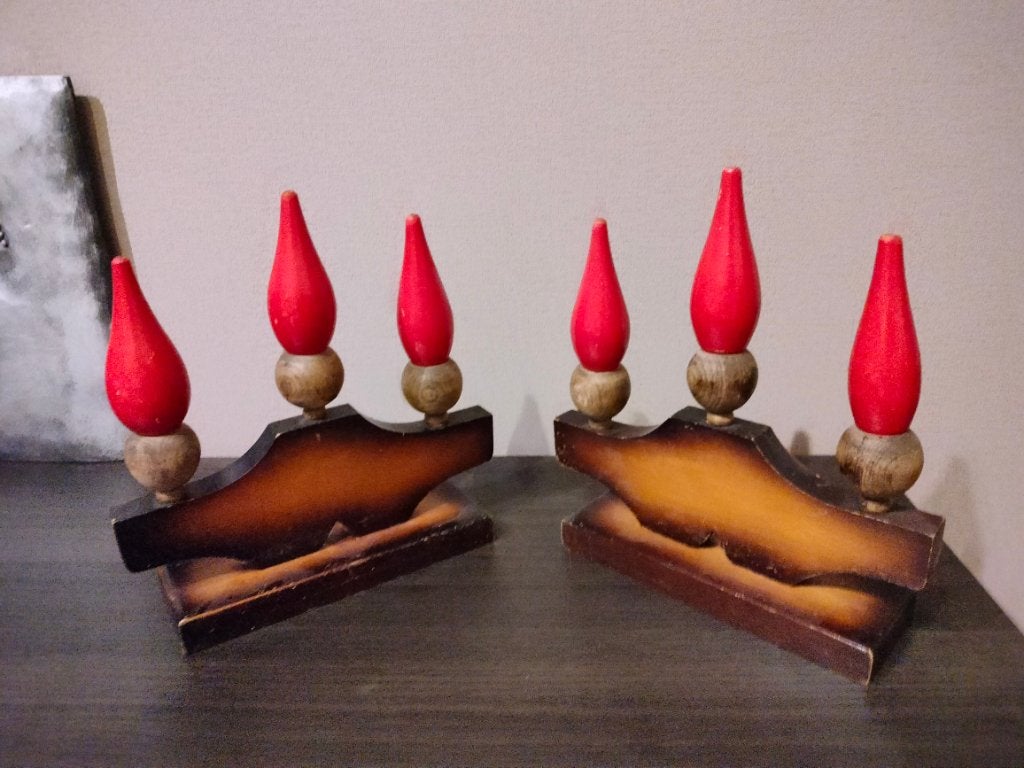 ️Vintage 2 kandelaars, Gebruikt, Bruin, Overige merken, Ophalen of Verzenden