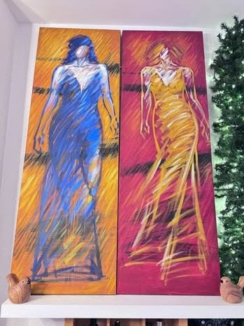 4 très belles peintures liées à la mode aquarelle, Antiquités & Art, Enlèvement ou Envoi