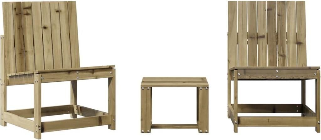 3-delige - Loungeset - geïmpregneerd - grenenhout, Bijzettafel, Nieuw, Loungeset, Hout