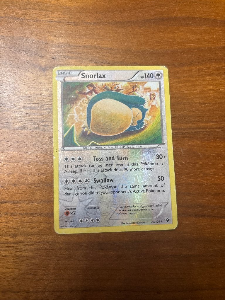 Snorlax [Reverse Holo] #77 Pokemon Fates Collide, Enlèvement ou Envoi, Comme neuf, Cartes en vrac