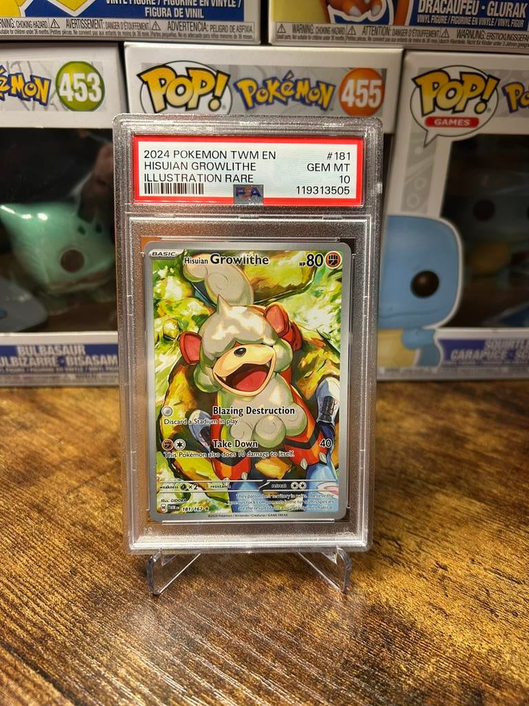 Growlithe - PSA 10 - Twilight Masquerade, Hobby en Vrije tijd, Verzamelkaartspellen | Pokémon, Ophalen of Verzenden, Zo goed als nieuw