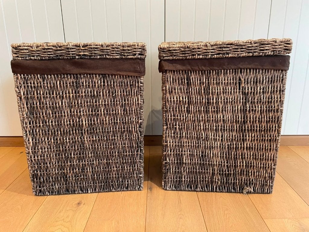opbergmanden met stoffen bekleding donker bruin, Ophalen, Bruin, Zo goed als nieuw, Opbergmeubel
