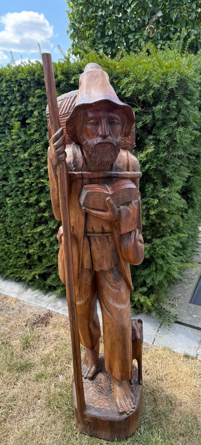 Houten pelgrimsbeeld - verfijnde afwerking (uniek), Ophalen, Hout
