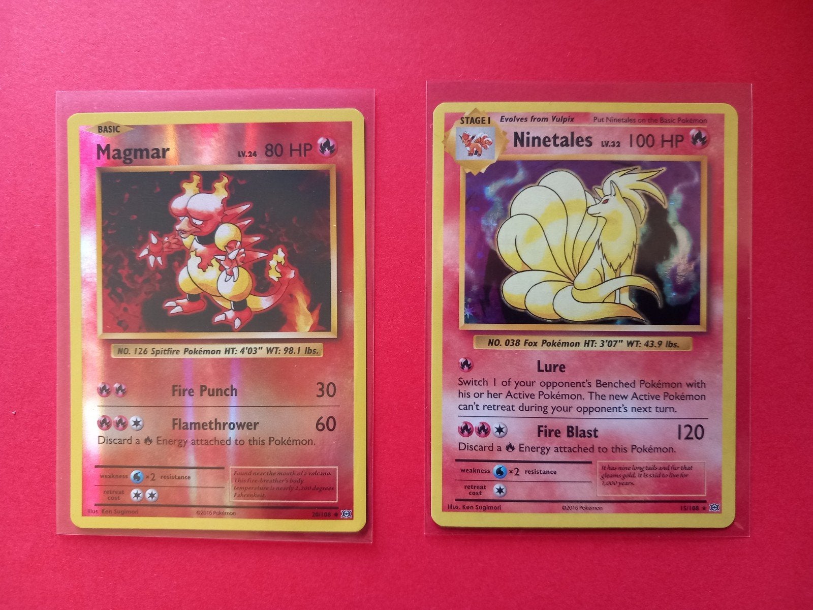 Pokemon| Ninetales #15 - Magmar #20 - Evolutions, Ophalen of Verzenden, Nieuw, Meerdere kaarten, Foil