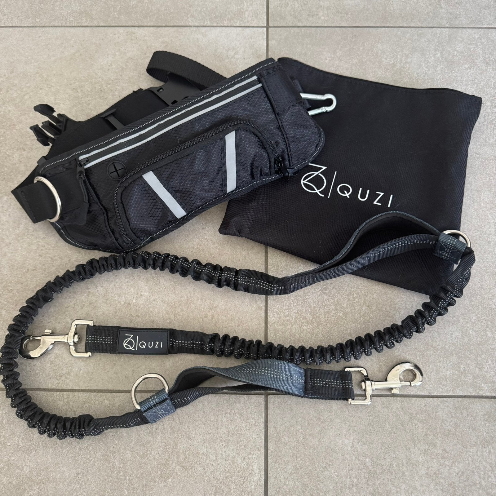 Quzi - elastische handsfree hondenlijn - L, Dieren en Toebehoren, Hondenriemen, Ophalen, Zo goed als nieuw