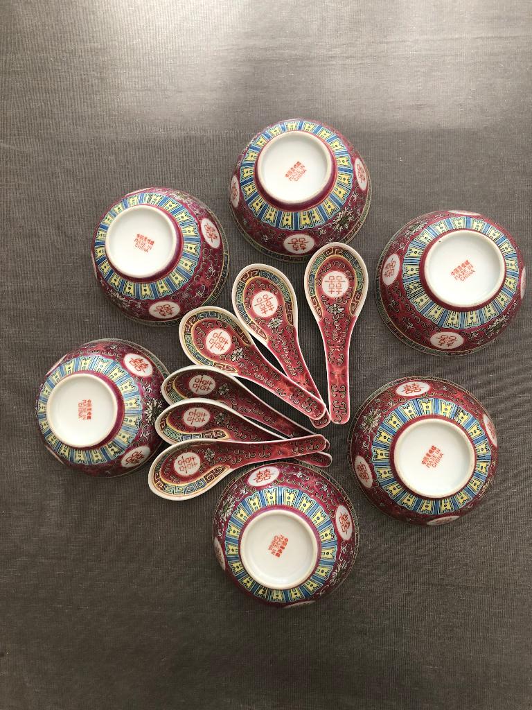 Bols chinois et cuillères, Enlèvement, Utilisé, Porcelaine, Autres styles