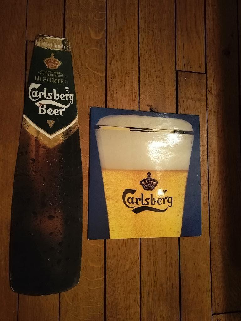 2 x publicités carlsberg vintage en carton (années 1980), Enlèvement ou Envoi