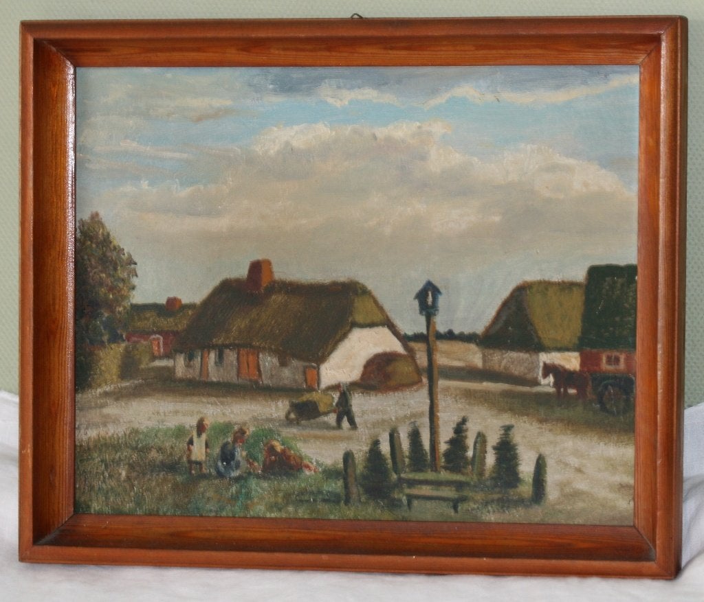 Schilderij olie op karton - Niet gesigneerd, Antiek en Kunst, Ophalen of Verzenden, Gesigneerd