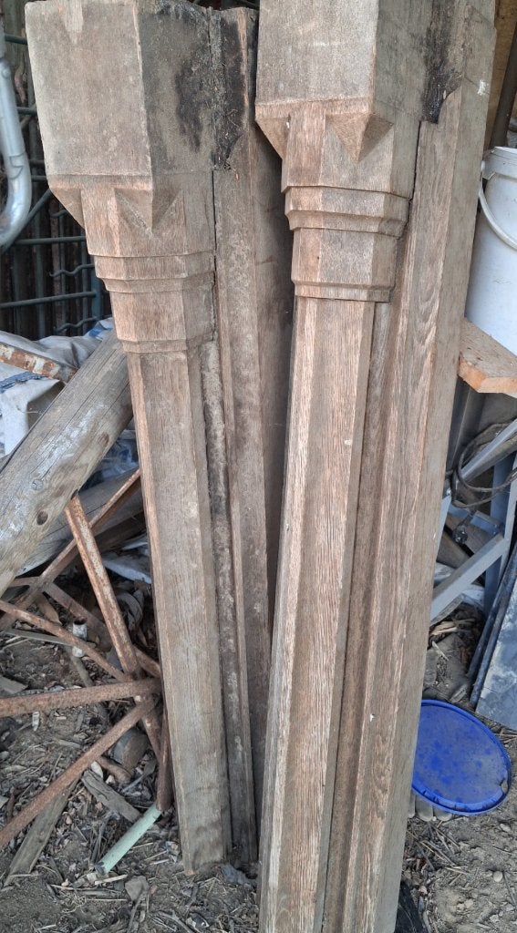 zuilen in hout, Gebruikt, Eiken, Overige typen, 50 mm of meer