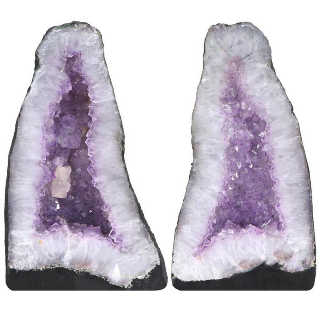 améthyste - Paire assortie Geode - 37x20x16 cm - 19,4 kg, Enlèvement ou Envoi, Minéral