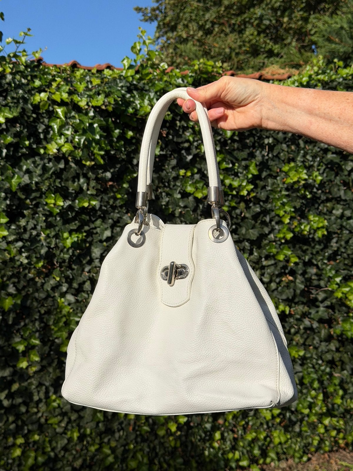 Sac à main Genuine Leather, Enlèvement ou Envoi, Comme neuf, Blanc, Sac à main