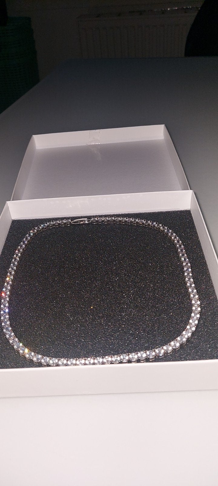 zilvere ketting 925, Bijoux, Sacs & Beauté, Colliers, Neuf, Enlèvement ou Envoi, Avec cristal, Blanc