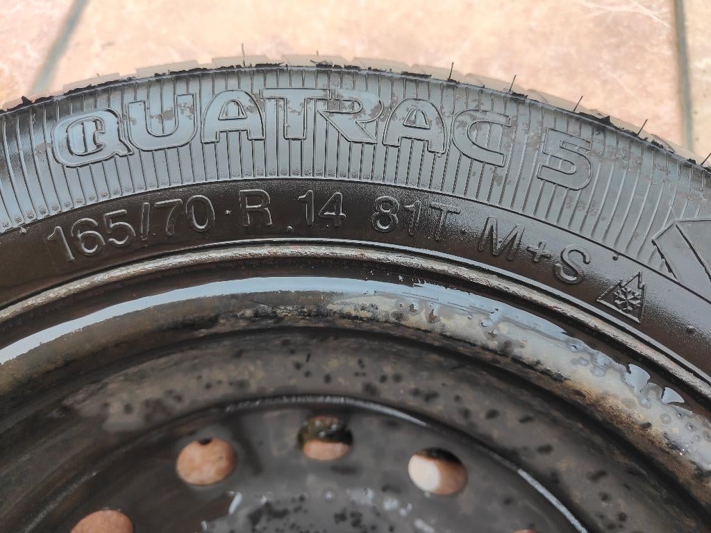 2 pneus + jantes 14" complets Vredestein Quatrac 5, 4saisons, Ophalen, 14 inch, Gebruikt, All Season