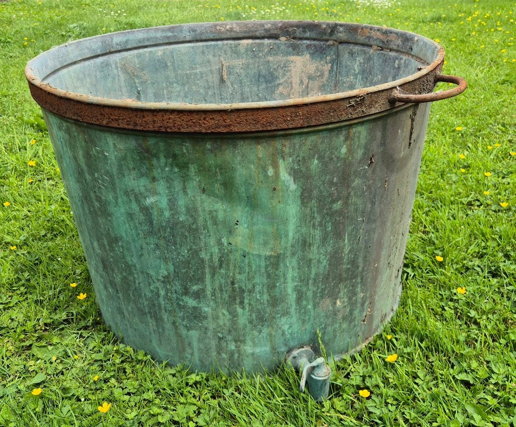 koperen kuip - decoratief, Tuin en Terras, Ophalen, Gebruikt, Rond, Metaal