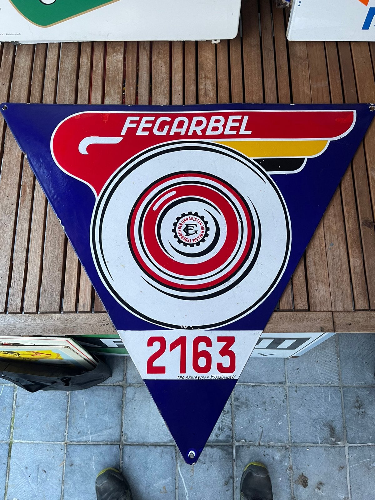 Emaille bord Fegarbel, Ophalen, Gebruikt, Reclamebord