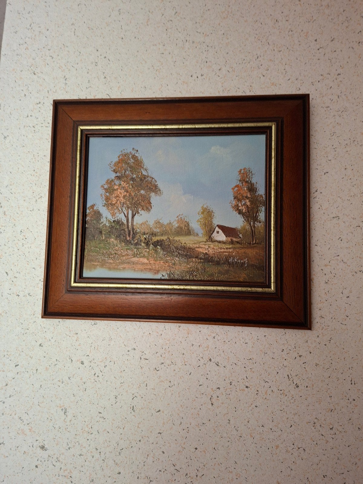 2 decoratieve schilderijen in houten kader, Ophalen, Klassiek, Landschap