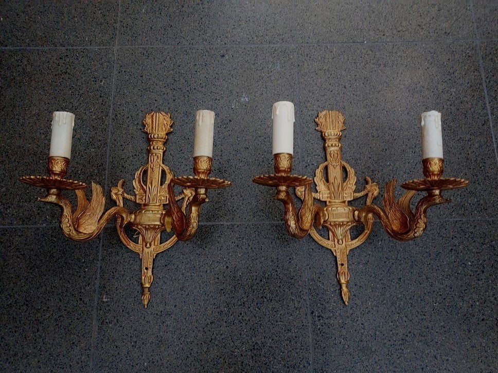 Paires d'appliques empire bronze